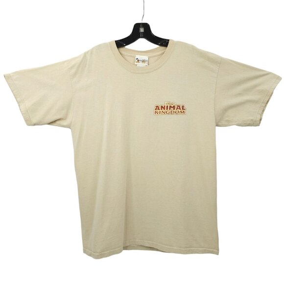 Walt Disney World Animal Kingdom Graphic T Shirt L Beige Elephant Palm Trees - Picture 3 of 16